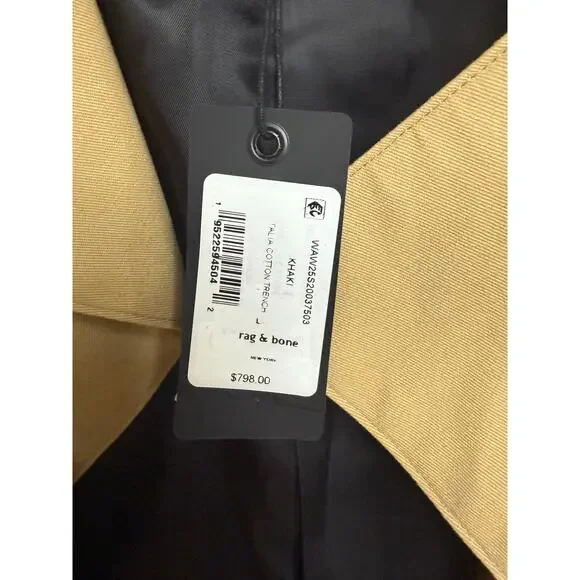 RAG & BONE Talia Khaki Crop Trench Jacket - Picture 10 of 10